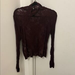Free People Deep Burgundy Lace Blouse